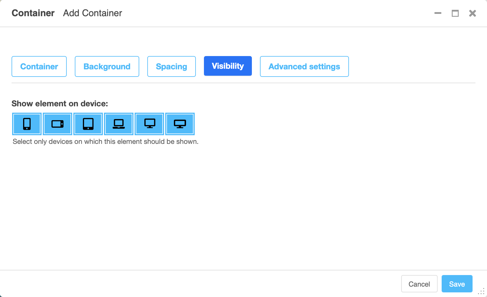 The Visibility tab of a plugin editing form